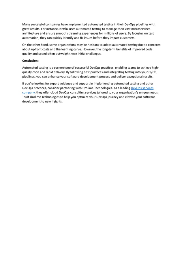 Automated testing in devops enhancing software quality and speed pdf