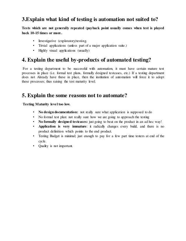Automated testing interview questions