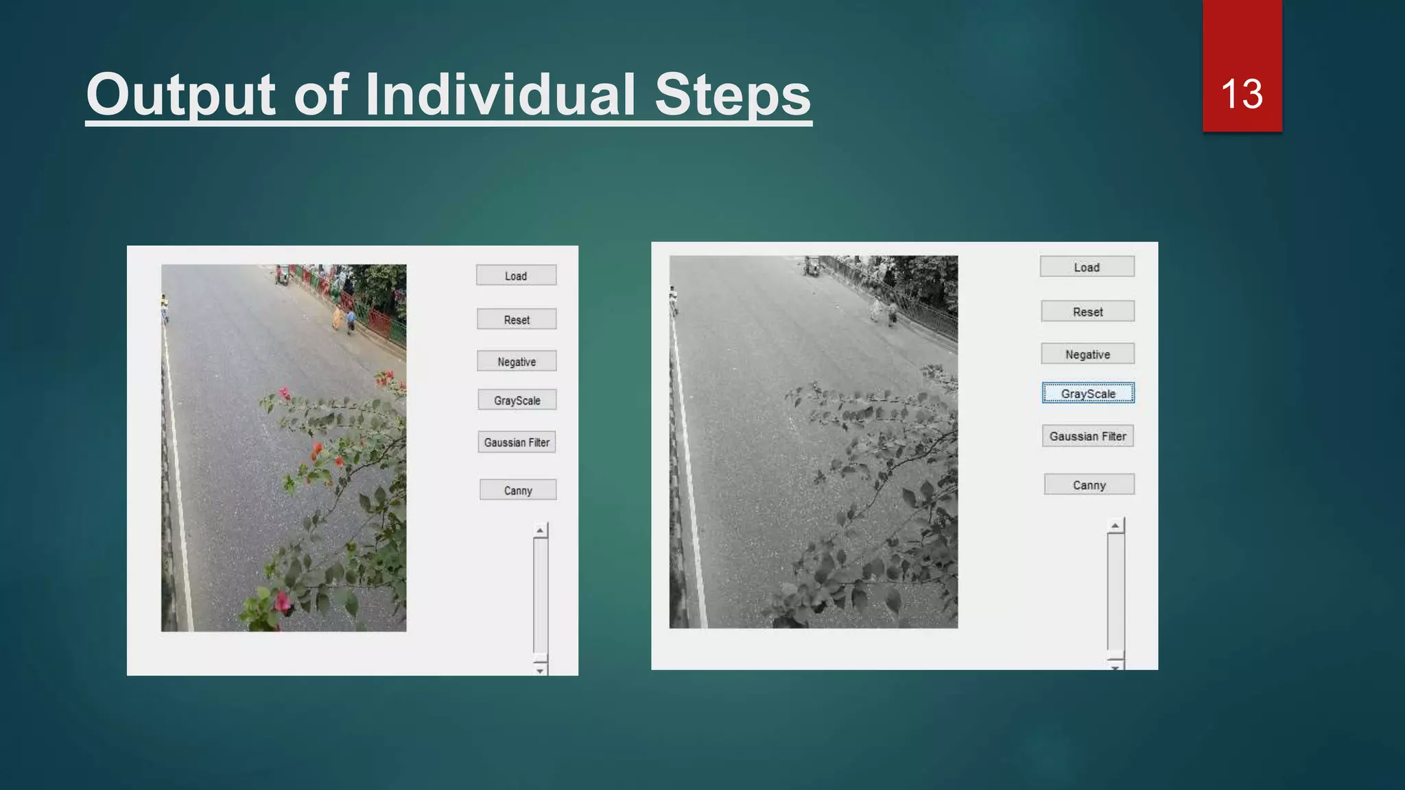Output of Individual Steps 13 
