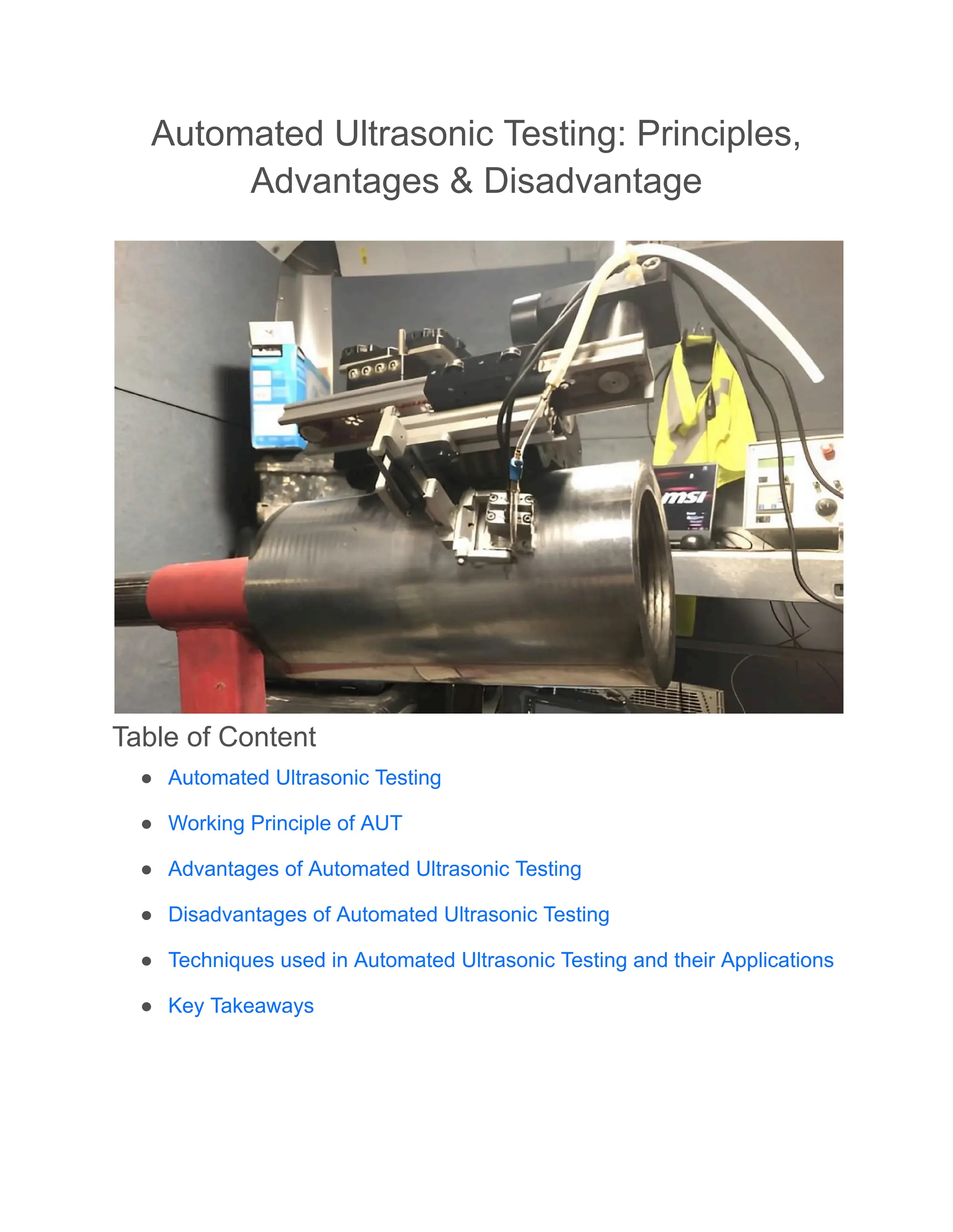 Automated Ultrasonic Testing Principles, Advantages & Disadvantage PDF