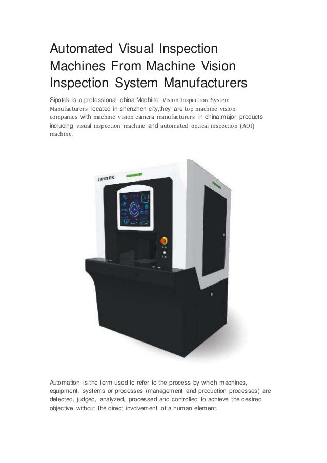Automated visual inspection machines from machine vision inspection