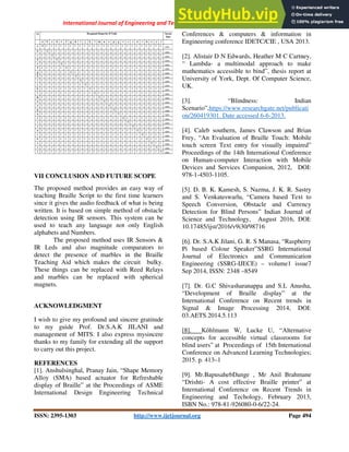 Automated Voice Based Braille Script Teaching Aid Using | PDF ...