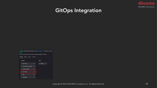 GitOps Integration
Copyright © 2024 DOCOMO Innovations, Inc. All Rights Reserved. 99
 