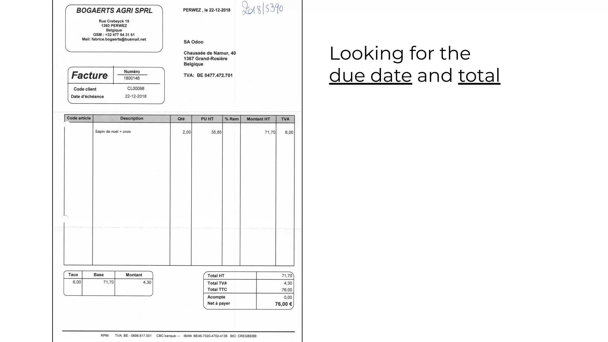 Looking for the
due date and total
 