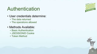 Simple Issue Retrieval15import urllib, httplibimport xml.etree.ElementTree as etreejira_serverurl = 'http://jira.atlassian.com'jira_userid = 'myuserid'jira_password = 'mypassword'detailsURL = jira_serverurl + \	"/si/jira.issueviews:issue-xml/JRA-9/JRA-9.xml" + \	"?os_username=" + jira_userid + "&os_password=" + jira_passwordf = urllib.urlopen(detailsURL)tree=etree.parse(f)f.close()Construct a URL that looks like the one in the UI, with extra parms for our user authOpen the URL with one line!Parse the XML with one line!