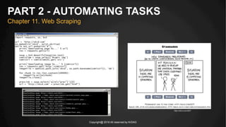 Copyright@ 2016 All reserved by KrDAG
PART 2 - AUTOMATING TASKS
Chapter 11. Web Scraping
http://xkcd.com/927/
 