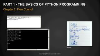 Copyright@ 2016 All reserved by KrDAG
PART 1 - THE BASICS OF PYTHON PROGRAMMING
Chapter 2. Flow Control
@cafepear
 