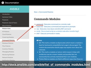 http://docs.ansible.com/ansible/list_of_commands_modules.html
 