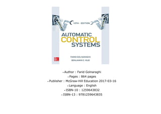 Automatic Control Systems, Tenth Edition | PDF | Books and Literature