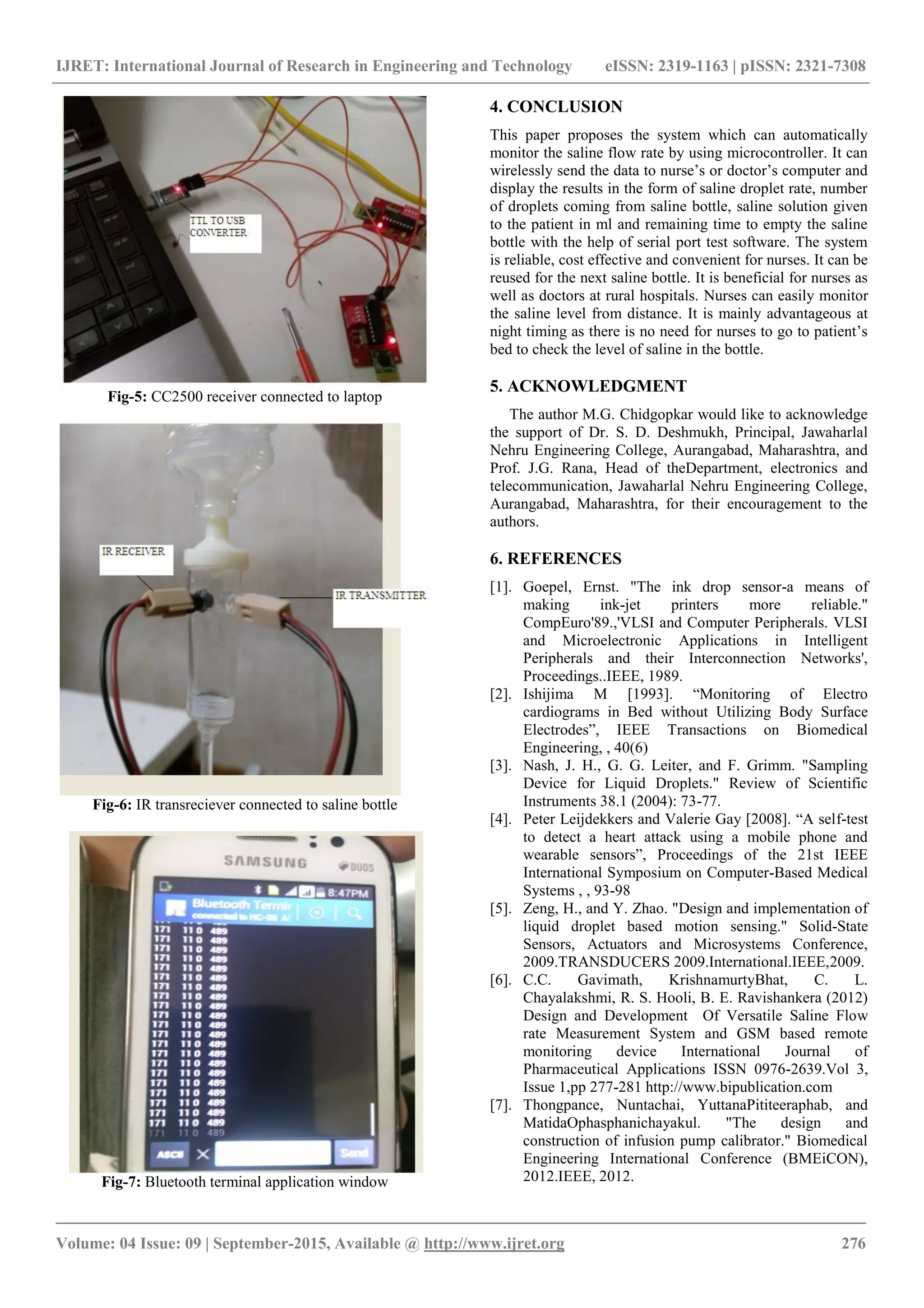 Automatic and low cost saline level monitoring system using wireless ...