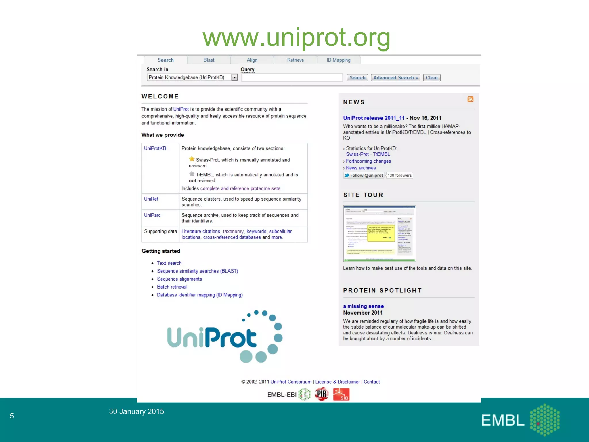 www.uniprot.org
30 January 2015
5
 