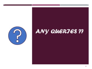 ANY QUERIES ??
20
 