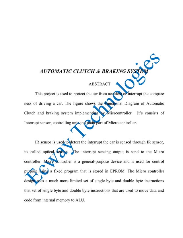 Automatic clutch & braking system PDF
