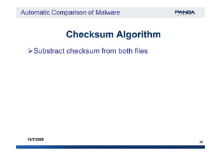Checksum AlgorithmChecksum Algorithm
Substract checksum from both filesSubstract checksum from both files
30
10/7/2008
 