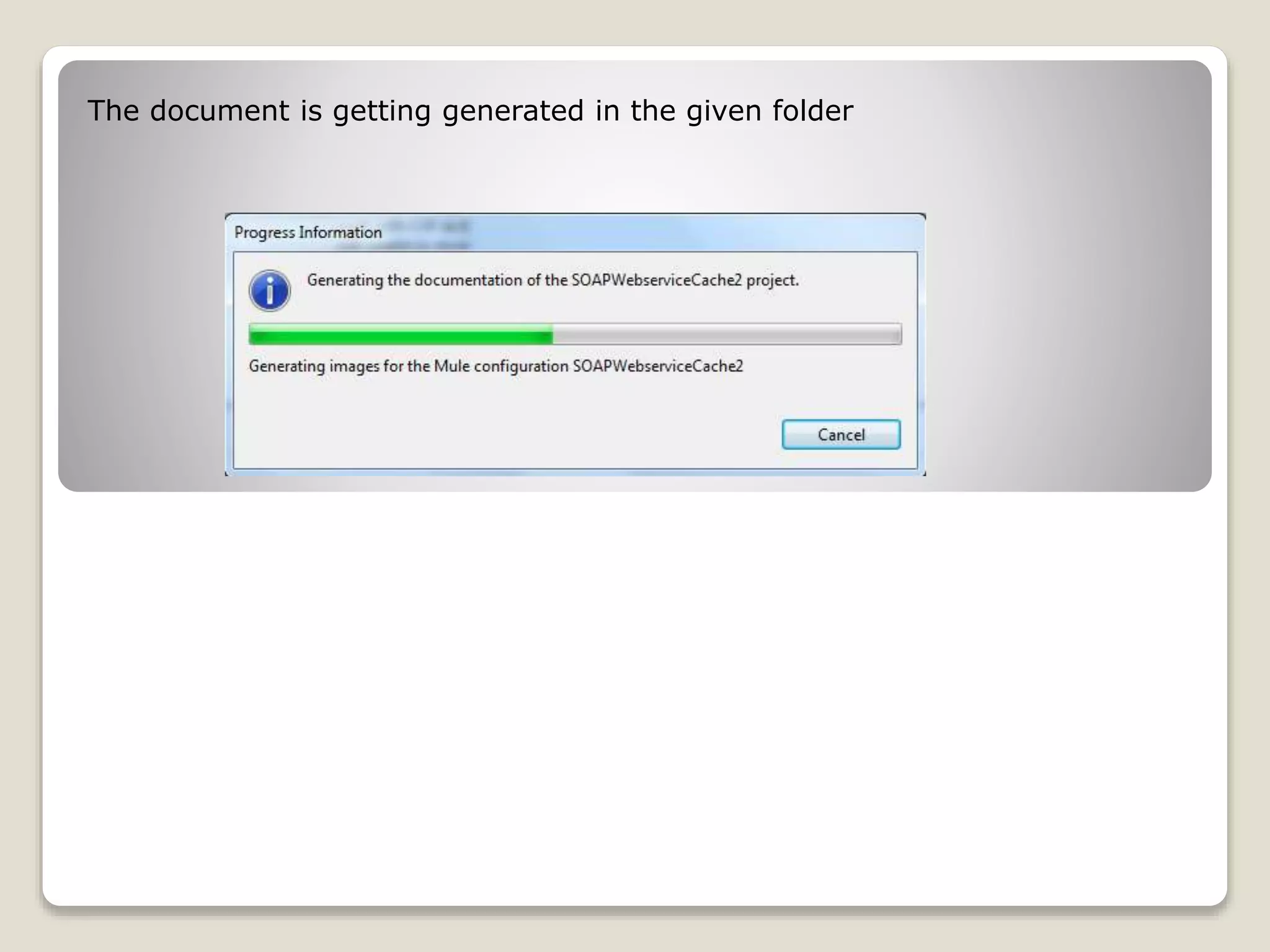 The document is getting generated in the given folder
 