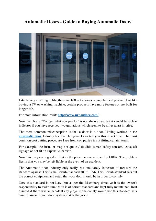 Automatic Doors Guide to Buying Automatic Doors