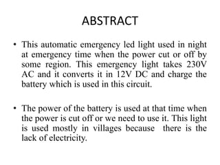 Automatic emergency light using led ppt | PPTX