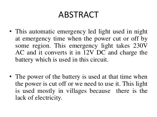 automatic emergency light using led ppt automatic emergency light using led ppt