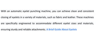 Automatic Eyelet Punching Machines | PDF