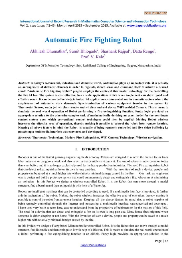 Automatic Fire Fighting Robot | PDF