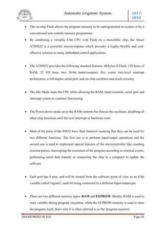 Automatic irrigation system by using 89s52 | PDF