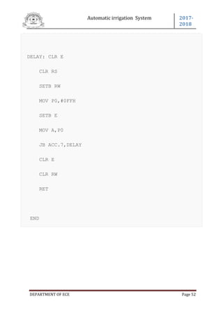 Automatic irrigation system by using 89s52 | PDF