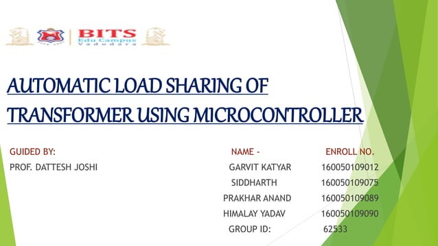 Automatic load sharing of transformer using microcontroller | PPTX