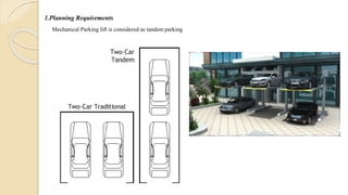 1.Planning Requirements
Mechanical Parking lift is considered as tandem parking
 