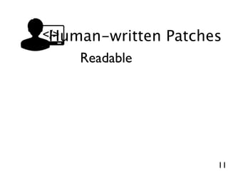 11
Human-written Patches
Readable
 