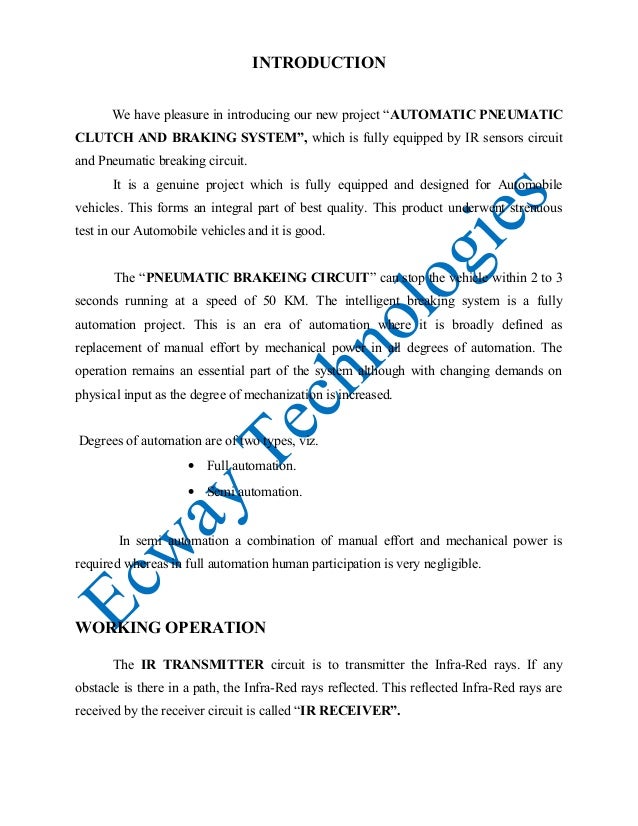 Automatic pneumatic clutch and braking system