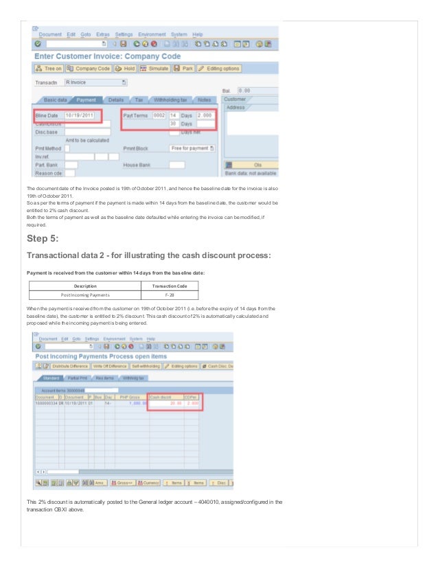 Automatic posting for cash discount in SAP