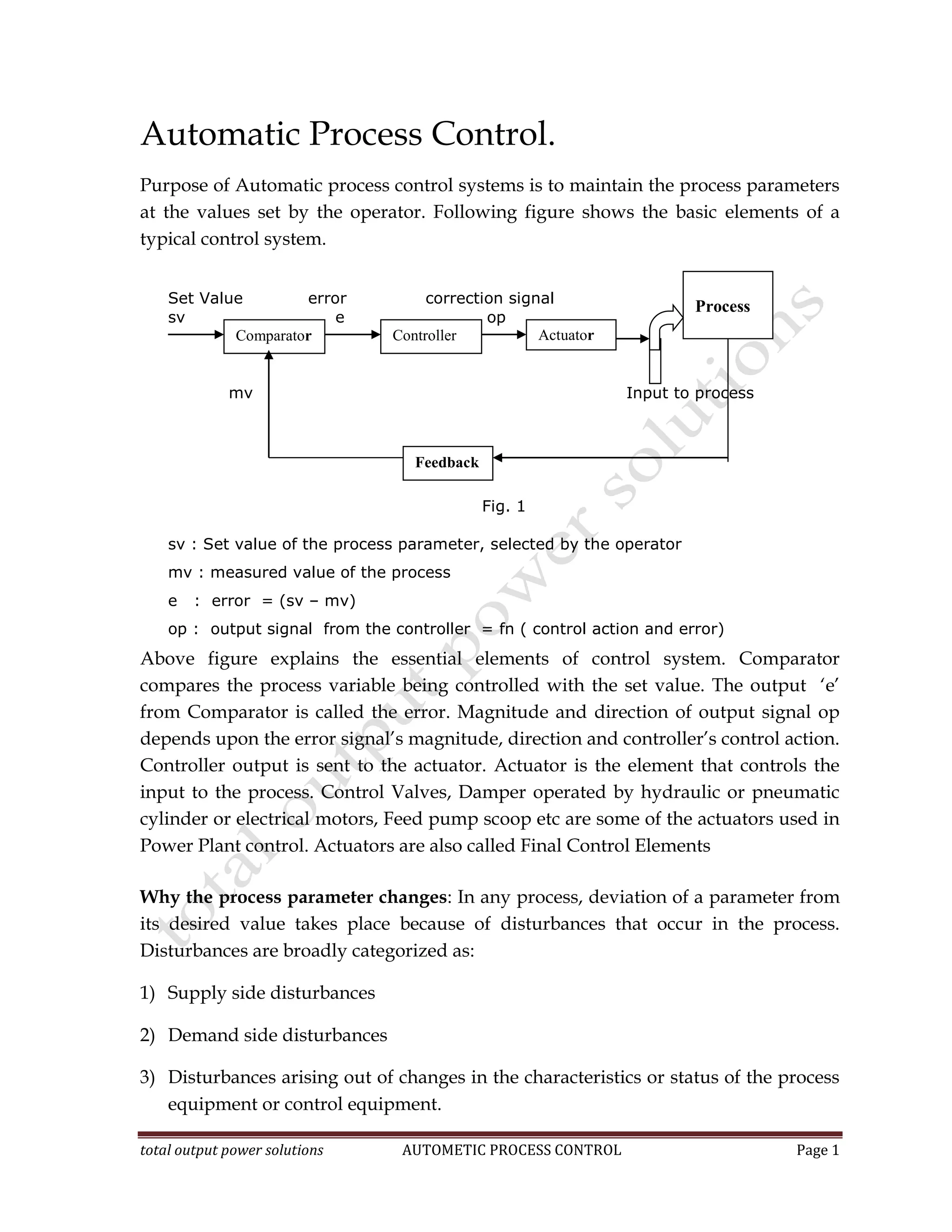 Automatic process controls in a Thermal Power Station | PDF