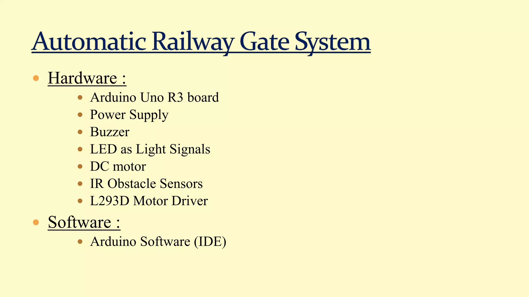 Automatic Railway Gate Control System with Arduino | PPTX | Rail Travel ...