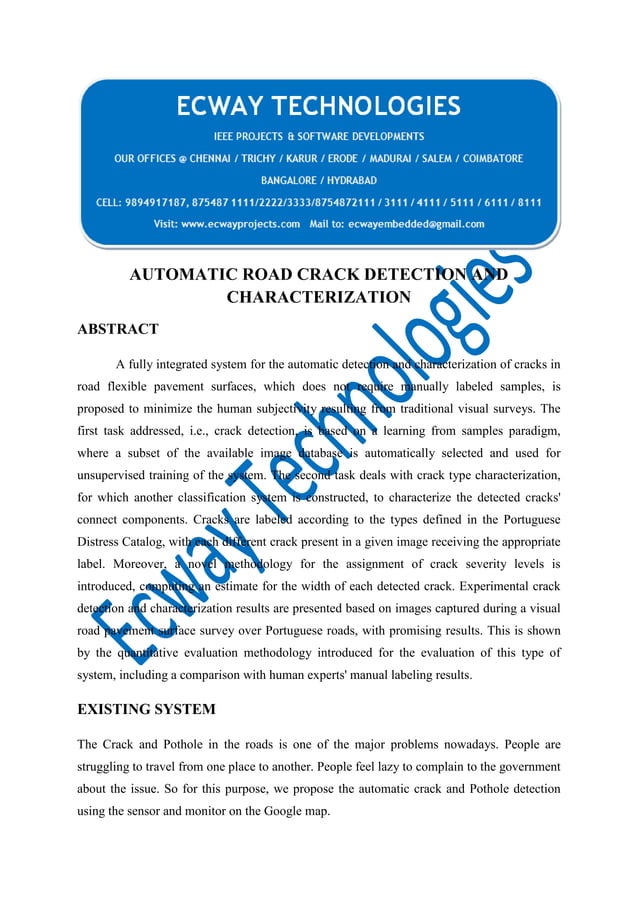 Automatic road crack detection and characterization | PDF