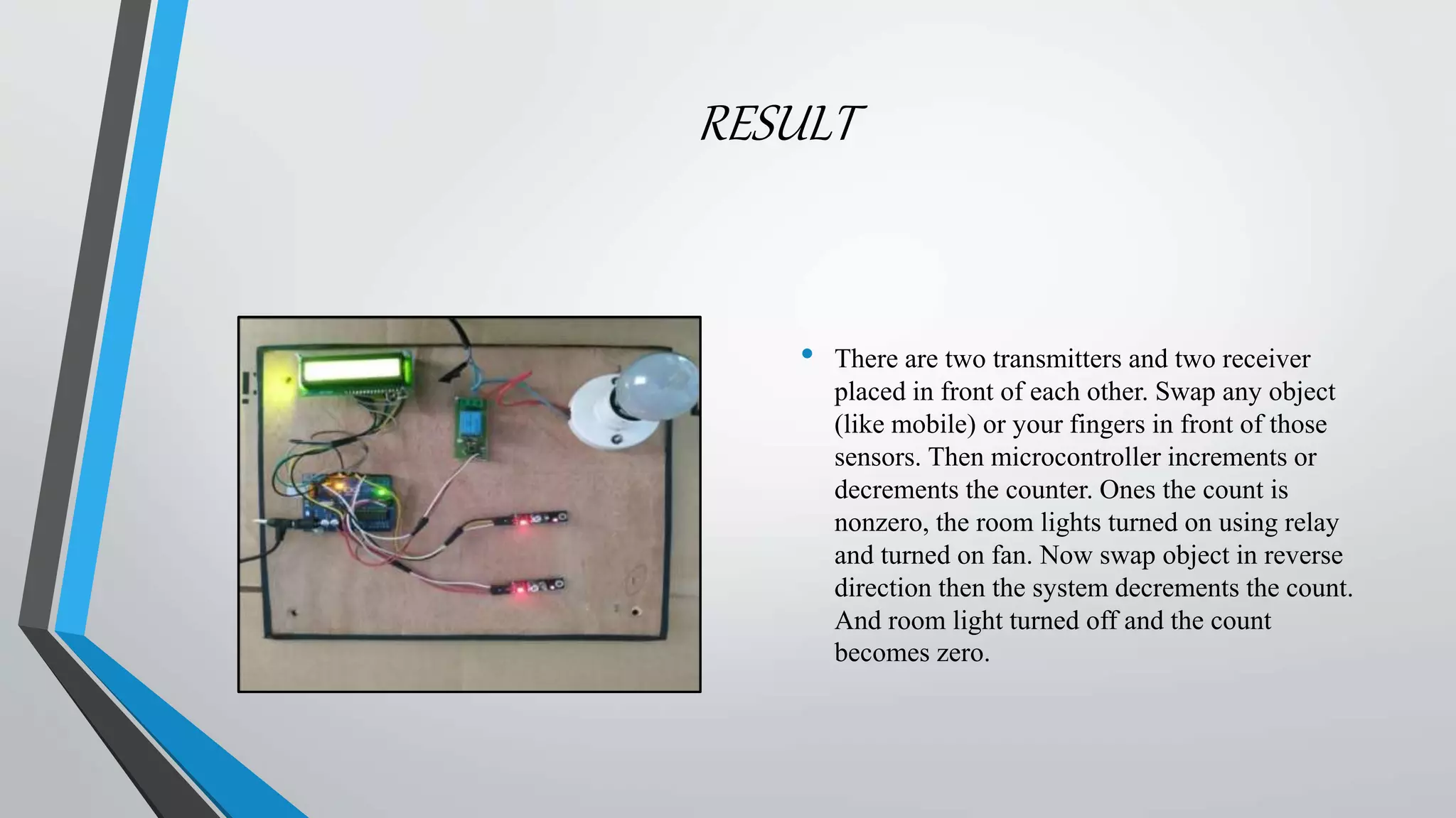 Automatic room light controller with bi directional visitor counter ...