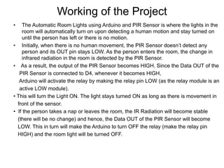 AUTOMATIC ROOM LIGHTS CONTROLLER USING ARDUINO NANO AND PIR SENSOR.ppt