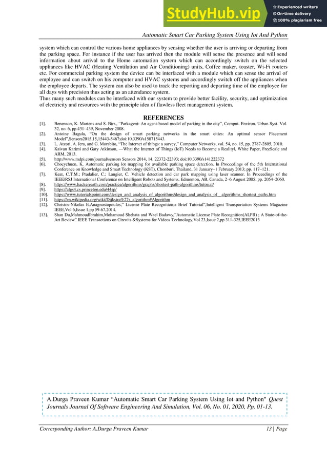 Automatic Smart Car Parking System Using Iot And Python | PDF ...