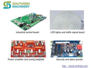 http：//www.smthelp.com
Industrial control board
Security and alarm panelsPower amplifier and tuning bedplate
LED lights and traffic signal board
 