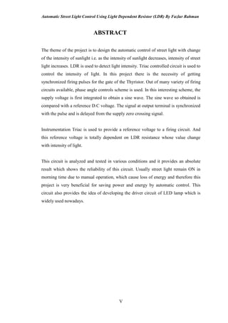 Automatic street light control using LDR. | PDF