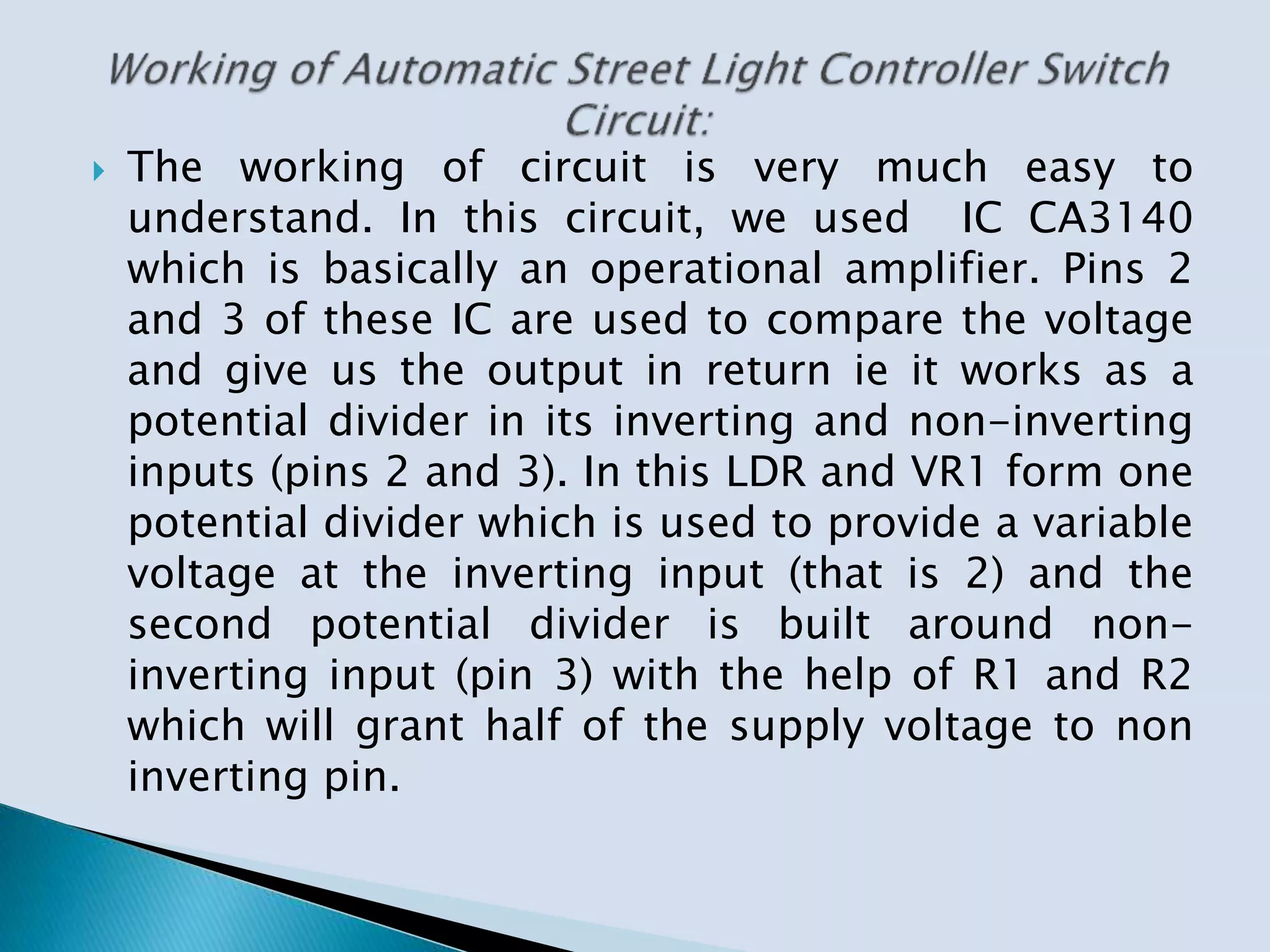 Automatic street light using ldr and relay | PPT