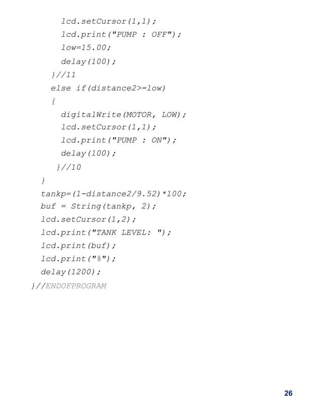 Automatic tank level control using arduino mega converted | PPTX