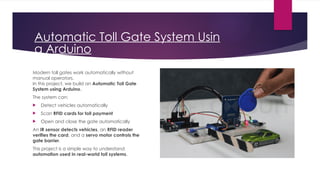 Toll Gate Using Arduino Building an Automatic Toll Gate System Using Arduino for Vehicle Access ...
