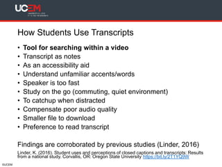 Automatic Transcripts: Student and Tutor Views from Built Environment ...