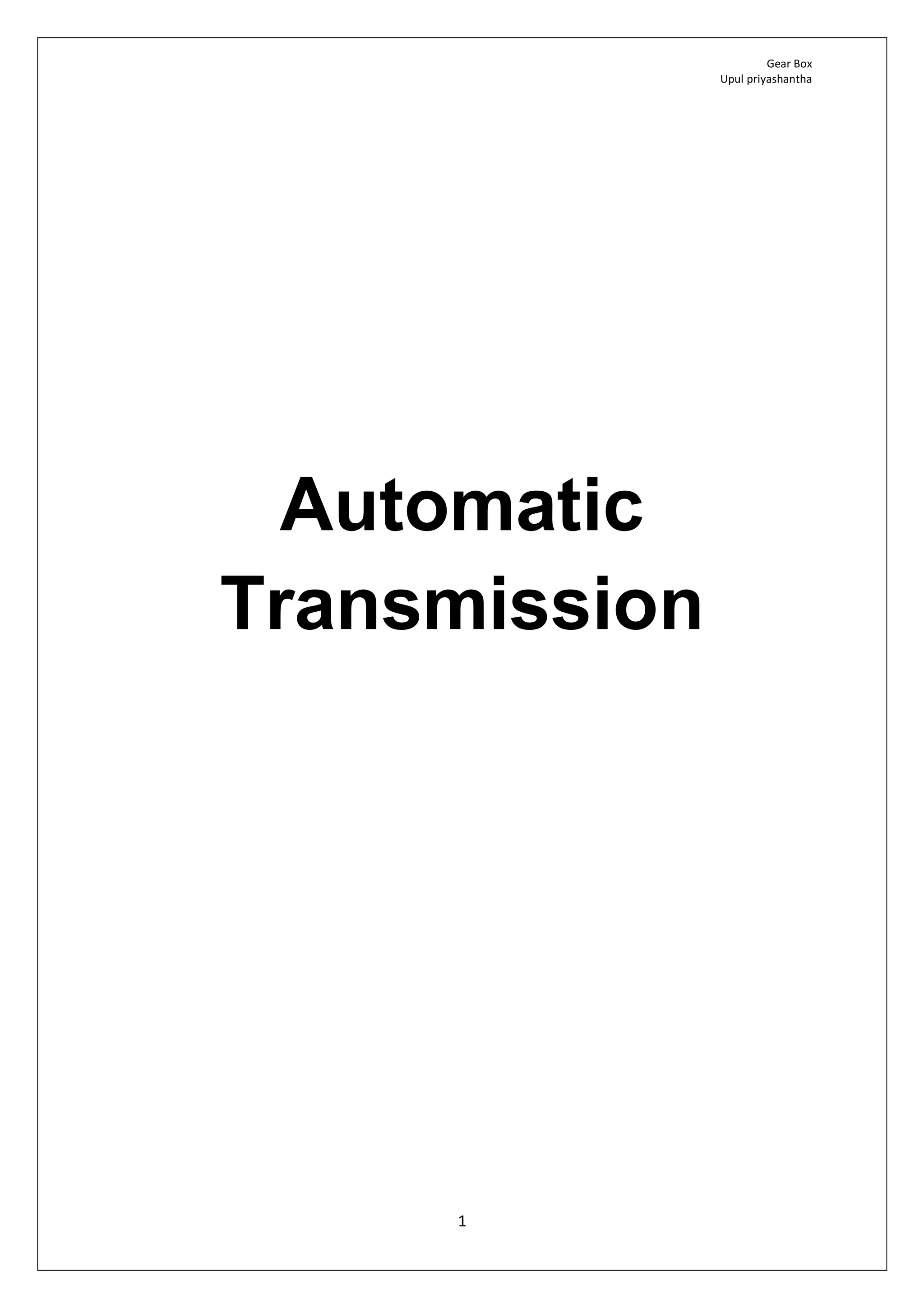 Automatic transmission system sinhala PDF