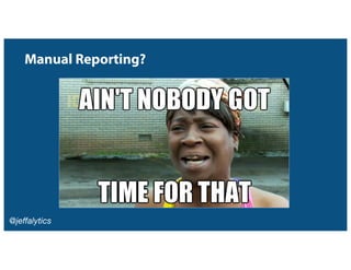 @jeffalytics
Manual Reporting?
 