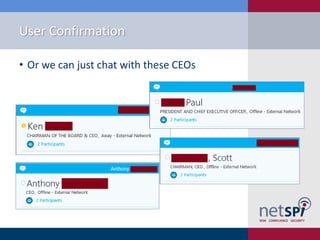 User Confirmation
• Or we can just chat with these CEOs
 