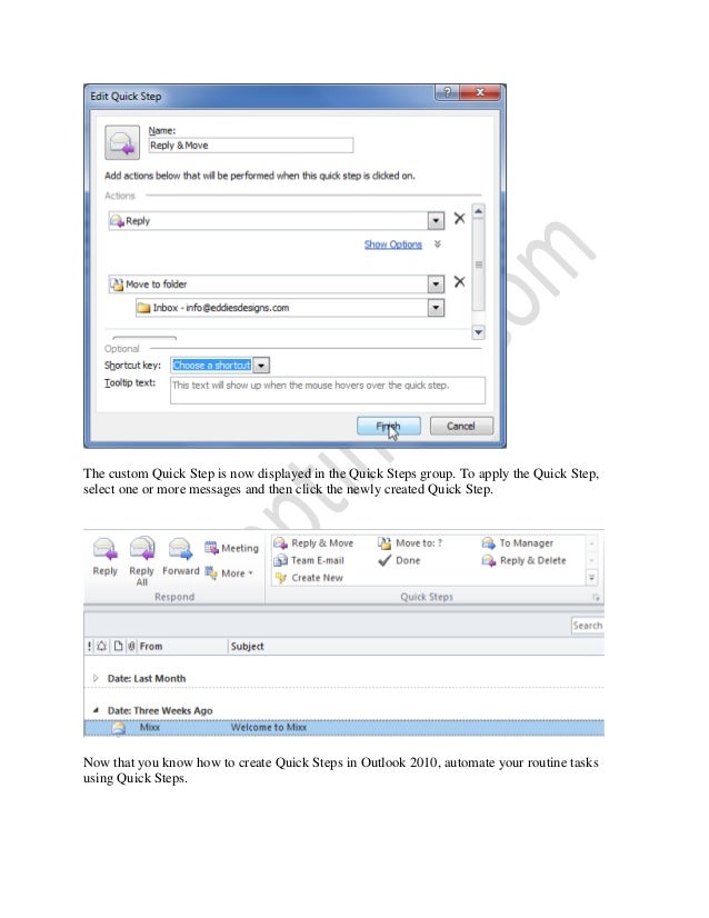 outlook quick steps