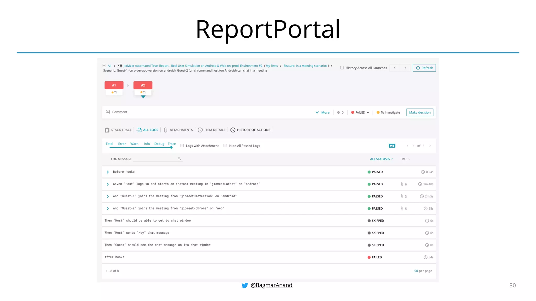 @BagmarAnand 30
ReportPortal
 