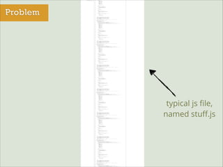 Problem

typical js ﬁle,
named stuﬀ.js

 