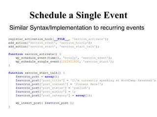 Schedule a Single Event Similar Syntax/Implementation to recurring events 